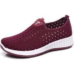 Mesh-Schuhe für Damen, hohl, atmungsaktiv, lässige Turnschuhe, leicht, bequem, flach, rutschfest, Arbeitsschuhe, einfach, lässig, Sommer 37