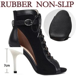 Mode Absatzhöhe 7-9,5 cm Schwarz und Beige Sexy Frauen Stilettos Jazz Dance Weibliche Schuhe Latin Tanzen Outdoor Sexy Stilettos Booties 37
