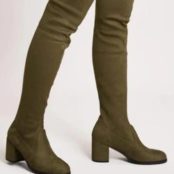 Mode Herbst und Winter Overknee Oberschenkelhohe Stiefel Warme Fleece Wildleder Elastische Stiefel Übergröße 40-43 Damenstiefel Botas Femininas2024 39 armee grüne