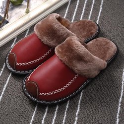 Bestellen Sie eine Nummer größer gemütliche Hausschuhe für Herren/Damen, flauschig, weich, bequem, warme Hausschuhe für den Winter 39-40 dunkelrote