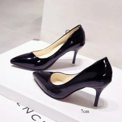 Neue Feste Farbe Pumps Frauen High Heel Schuhe Weibliche Mode Lackleder Sexy Spitz Dünne Ferse Hochzeit Schuhe Größe 44 44 schwarz