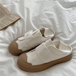 Meersalzblaue Segeltuchschuhe für Damen, faul, leicht an- und auszuziehen, kleine weiße Schuhe, Sommer, dicke Sohle, lässig, zwei Tragemöglichkeiten für Damenschuhe 40 braun