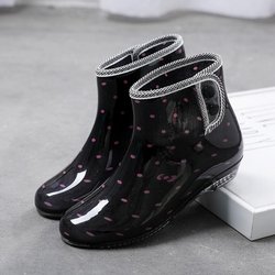 Sunny and Rainy Two-Wear Fashion Regenstiefel Damen Kurze Regenstiefel Erwachsene rutschfeste Wasserschuhe Frauen Küche Gummischuhe Plus Samt 36