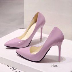 Neue Feste Farbe Pumps Frauen High Heel Schuhe Weibliche Mode Lackleder Sexy Spitz Dünne Ferse Hochzeit Schuhe Größe 44 38 hellrosa