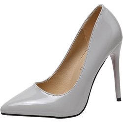 Mode High Heels Frauen 35-45 Plus Größe Frauen Schuhe Rot Dünne Stiletto Bankett Hochzeit Schuhe Sexy Spitz Damen Party Schuhe 45 graue
