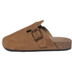 Flache Pantoletten in Volltonfarbe für Damen, lässige Slipper mit Schnallenriemen-Design, bequeme Damenschuhe 38 braun