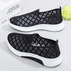 Sommer Mesh-Schuhe Damen Fly Woven Mesh-Schuhe Atmungsaktive Freizeit Sport Low-Top Rutschfeste Laufschuhe 36 schwarz