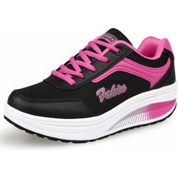 Damen Casual Sneakers Wedge Running Sportschuhe Atmungsaktive Mesh Slip Schuhe 4 Farben 42 schwarz