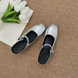 Mode Designer Sommer Pantoletten Hausschuhe Damenmode Niedrige Absatzschuhe Damen Elegant Partykleid Slides Sandalen 40 silber