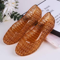 Sandalen für Damen Modisch Vielseitig Rutschfest Abriebfest Gelee Transparent Bequem zu Tragen Draußen im Sommer 41