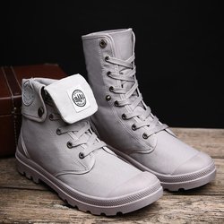 FashionCloth Männer Einfacher Stil Mode Hohe Militärische Knöchelschuhe Leder Einzelne Schnürnietstiefel 40 graue