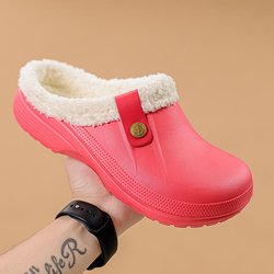 Große Größe 35-47 Mode Frauen Winter Hausschuhe Indoor Schlafzimmer Männer und Frauen Warme Schuhe Outdoor Wasserdichte Nicht-slip hausschuhe 40 wassermelone roten