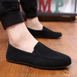 Herrenschuhe Herren Segeltuchschuhe Ein-Fuß-Steigbügel Herren Freizeitschuhe Atmungsaktive alte Peking-Stoffschuhe 44 schwarz