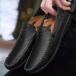 Peas Shoes Herren Leder Soft Bottom Driving Schuhe Herren Freizeitschuhe Flache Herren Peas Shoes 39 schwarz
