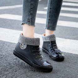 Wasserdichte PVC-Segeltuchschuhe für Damen, Plattform, Knöchel, Regenstiefel, modisch, Outdoor-Regenschuh, Damen, rutschfest, Plus-Baumwolle, Silikonstiefel 40