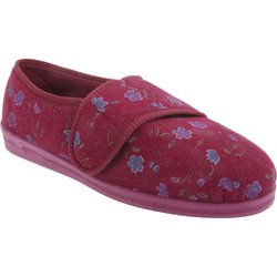 Comfylux Damen/Damen Sally Floral Seitennaht Superwide Hausschuhe 8 UK weinrot