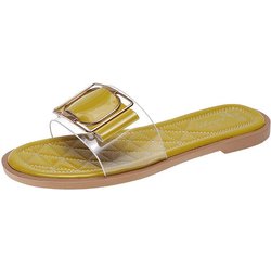 Sommer Set Füße Sandalen Hausschuhe Frauen Mode All-match Casual Outdoor Strand Flache Sandalen 35 gelb