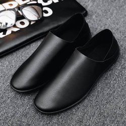 Herren-Erbsenschuhe, weiche Sohle, atmungsaktiv, Freizeitschuhe, einfarbig, Slip-On, flache Schuhe, bequem, atmungsaktiv, Persönlichkeit, Freizeitschuhe 42 schwarz