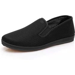 Old Beijing Stoffschuhe Herren Sommer atmungsaktive Mesh-Schuhe faule Freizeit geruchsneutrale Jugend-Slip-on-Arbeitsschuhe 45 schwarz