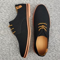 Frühling Wildleder Leder Männer Schuhe Oxford Casual Schuhe Klassische Turnschuhe Bequeme Schuhe Kleid Schuhe Große Größe Wohnungen 45 schwarz