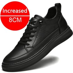 Frühling Herbst Herren Innenerhöhung Schuhe Leder Sport Freizeitschuhe Unsichtbare Höhenerhöhung Schuhe Männer Sport Aufzug 8CM 43