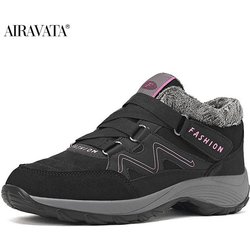Frauen warme Pelz rutschfeste Outdoor-Schuhe Winter Schnee Stiefeletten Casual Wandern Klettern Schuhe 41 schwarz