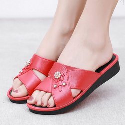 Hausschuhe Damen Sommer Haushalt Rutschfest Weiche Sohle Vielseitig Leicht Mode Außenschuhe Damen Sandalen 39 rot