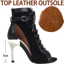 Mode Absatzhöhe 7-9,5 cm Schwarz und Beige Sexy Frauen Stilettos Jazz Dance Weibliche Schuhe Latin Tanzen Outdoor Sexy Stilettos Booties 36