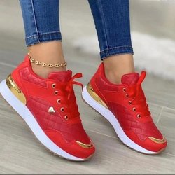 Frauen Turnschuhe Casual Sport Schuhe Leder Patchwork Plattform Turnschuhe Laufen Outdoor Wanderschuhe 40 rot