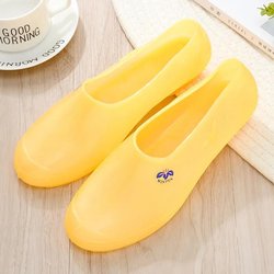 Regenstiefel Damen und Herren, kurze Röhre, flache Wasserschuhe, Sommer, rutschfest, für die Küche, Arbeit, Kunststoff, wasserdicht, niedriger Keilabsatz, Jelly-Regenstiefel 35 gelb