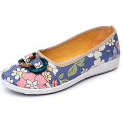 Flache Schuhe im Ethno-Stil mit weicher Sohle, atmungsaktive Stoffschuhe, Frühling und Sommer, einfache Freizeitschuhe, bequem, leicht 40 blau