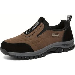 Herren Slip-On Wanderschuhe - Dick gepolsterte Sohle, Obermaterial aus atmungsaktivem Stoff, Leicht & Bequem für Outdoor-Walking 41 braun