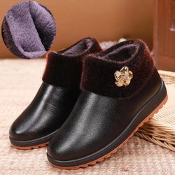 Winter-Stoffschuhe Damenschuhe Baumwollstiefel Warme Mutterschuhe Dicke Sohle Wasserdichte rutschfeste Baumwollschuhe 35 schwarz