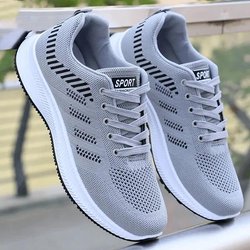 Männer Frühling Sommer Atmungsaktive Sportschuhe Einfarbig Große Größe Nicht-slip Laufschuhe Casual Mesh Turnschuhe 43 grau