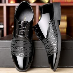 Herren Lederschuhe Herrenschuhe Frühling Jugend Business British Schwarz Casual Atmungsaktive formelle Lederschuhe 44 schwarz