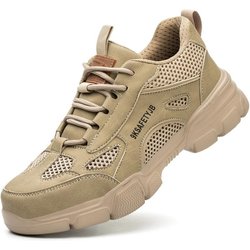 Atmungsaktive Sicherheitsschuhe Männer Frauen Stahlkappe Arbeitsstiefel Unzerstörbare Arbeits Sneaker Pannensichere Sicherheitsarbeitsstiefel Sicherheit 43 beige