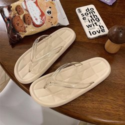 Koreanische Version der transparenten Flip-Flops Damen Sommer Einfarbig Cool Mode Lässig Ins Flip-Flops Außenschuhe Strandschuhe 41