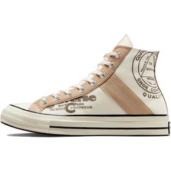 Converse Chuck 70 Leather Overlay High Egret Champagne Tan Unisex Sneakers Creme Schwarz A07122C 36