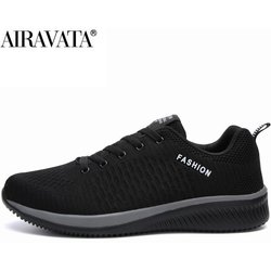 Herren- und Damen-Strick-Sneaker, ultraleicht, atmungsaktiv, für Sport, Laufen, Gehen, Fitnessstudio 42 schwarz/grau