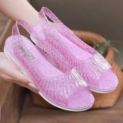 Sommersandalen Plastik Einzelschuhe Jelly Mode Flache Strandschuhe Indoor Rutschfest Hohlsandalen 40