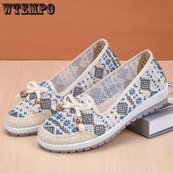 Sommer alte Peking Stoffschuhe weibliche weiche Unterseite rutschfeste Mutter Schuhe atmungsaktiv aushöhlen mittleren Alters flache Unterseite Schuhe 40 blau