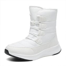 Winter-Plüsch-Baumwollstiefel für Damen, kältebeständig, wasserdicht, warm, hohe Schneestiefel, leichte, rutschfeste, nicht ermüdende Schuhe 35 weiß