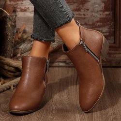 Mode Damen Wildleder Reißverschluss Stiefeletten Herbst Spitzschuh Damenschuhe Gewebtes Patchwork Damenstiefel Einfacher Blockabsatz Chelsea Boots 36