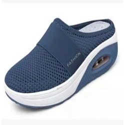 2024 neue UZZDSS Sandalen Sommer Frauen Keil Sandalen Vintage Anti-slip Casual Weibliche Plattform Retro Schuhe 38 navy blau