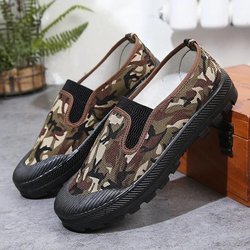 Camouflage-Schuhe für Herren, zum Reinschlüpfen aus Segeltuch, verschleißfest, rutschfest, atmungsaktiv, für die Baustelle, Arbeitsversicherungsschuhe, niedrige Freizeitschuhe 44 braun