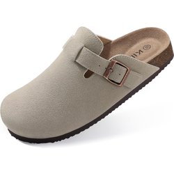 Fashion Kidmi Trendige Clogs Herren Korkfußbett Wildleder Clogs Hausschuhe Herren Wildleder Clogs Hausschuhe Klassische Leder Pantoletten Weiche Rutschfeste Hauspantoletten 44