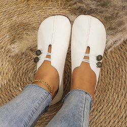 Flache Damenschuhe mit runder Spitze für alle Jahreszeiten, weiche Sohle, rutschfeste flache Schuhe 43