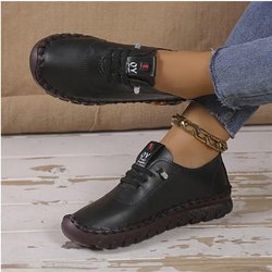 Einfarbige Freizeit-Sneaker für Damen, rutschfeste, atmungsaktive, weiche Low-Top-Sneaker zum Schnüren, vielseitige, bequeme Alltagsschuhe 40 schwarz