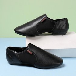 DancePa Damen-Jazz-Tanzschuhe mit niedrigem Absatz, lateinamerikanischer Tanz, flacher Absatz, zwei Spitzen, weiche Unterseite, Übungsschuhe, schwarz, leichte Tanzschuhe 40 schwarz
