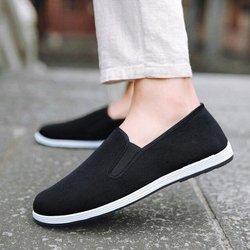Casual Turnschuhe Für Männer Sport Laufschuhe Atmungsaktive Feste Leinwand Slip-On Schuhe Low Top Schwarz Mode Männlichen Sneaker 40